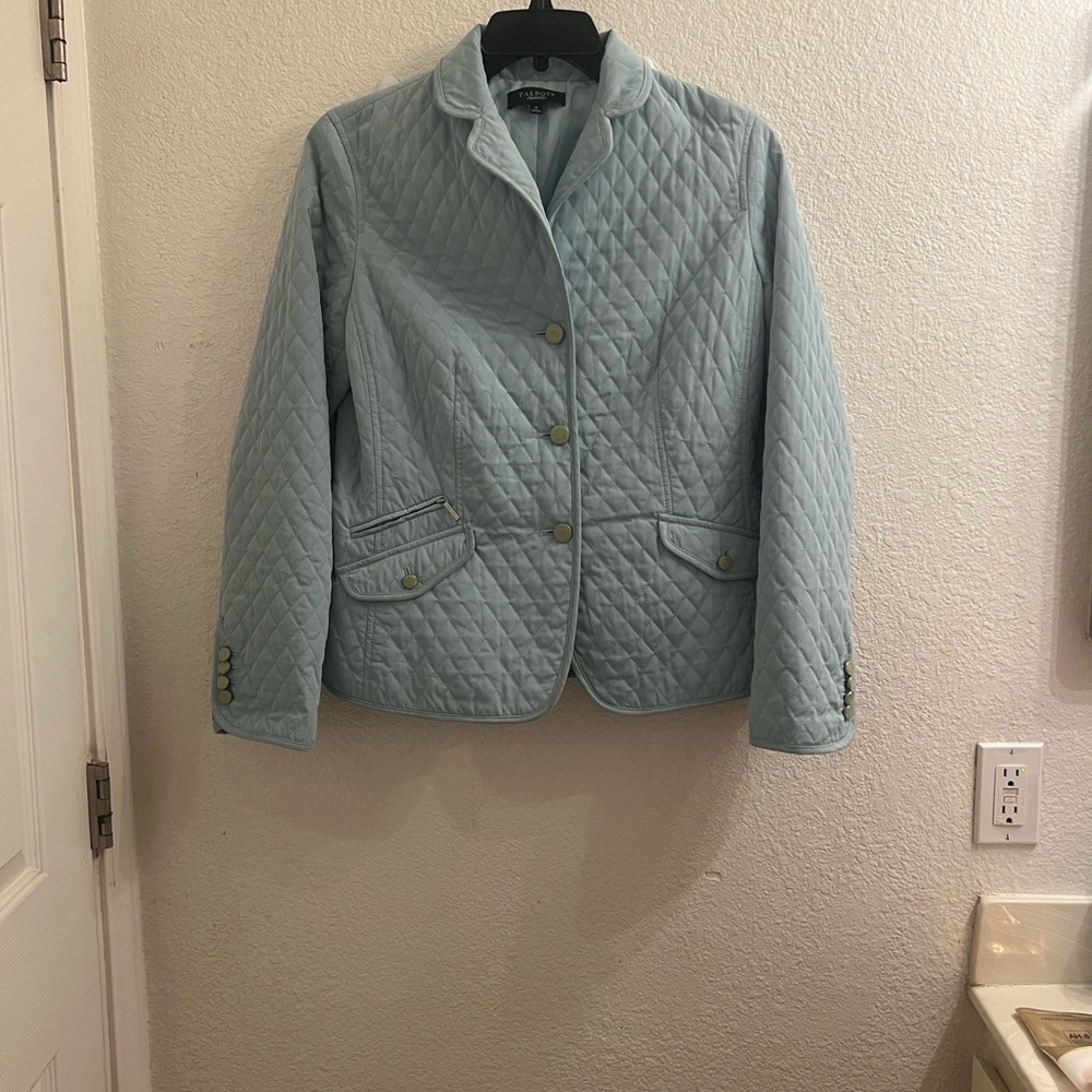 Talbots light aqua blue quilted blazer